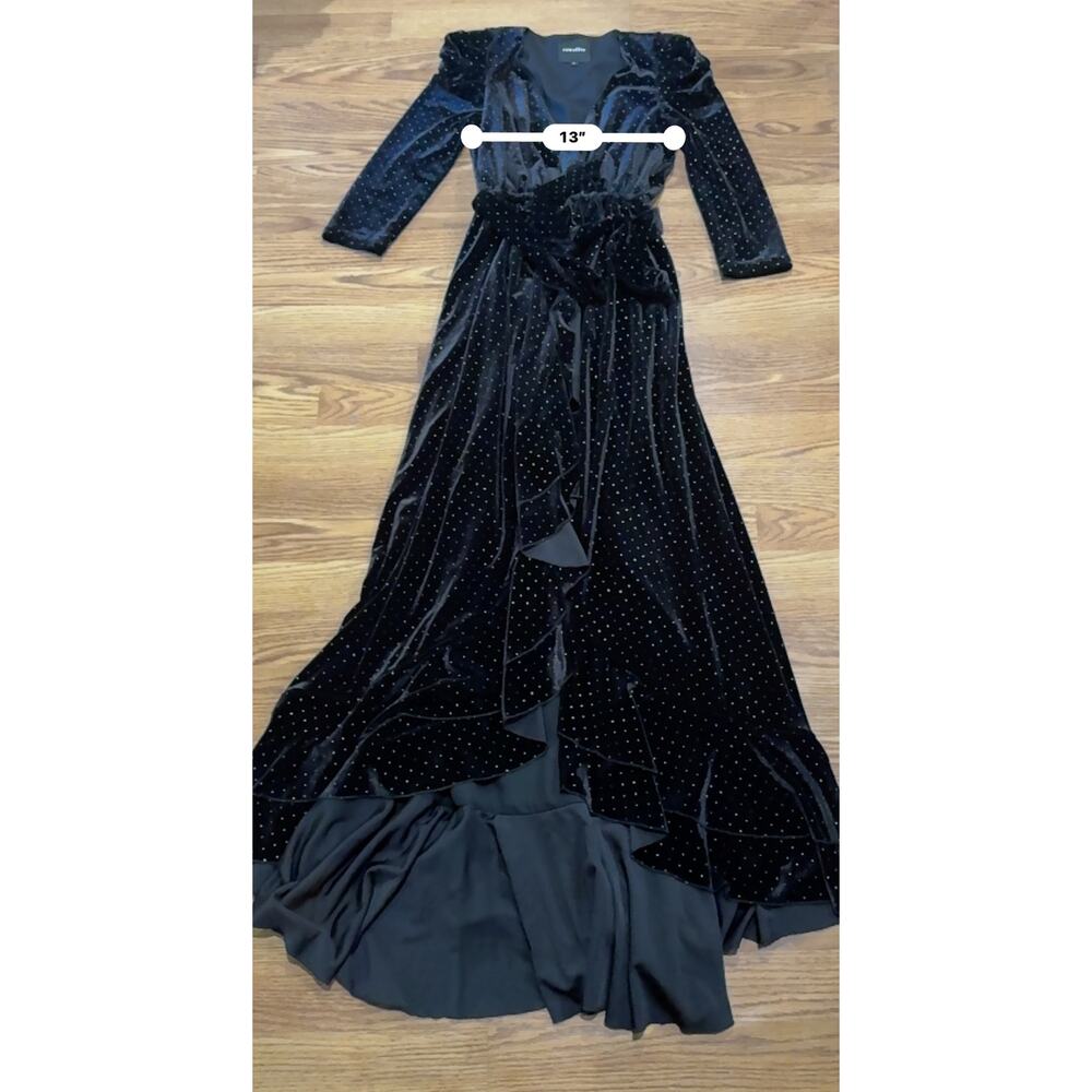 Retrofête Black Velvet Wrap Flora Dress Multicolor Polka Dot Women’s Size Small - Picture 3 of 15